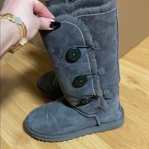 Ugg Gray Tall Button Boots Size 8